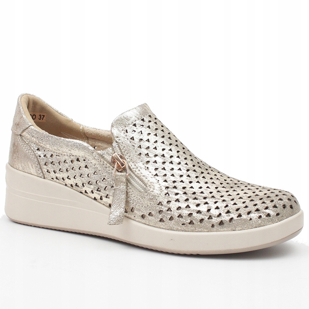 Filippo DP6210 Zlaté Kožené Ažurové Polobotky vel. 41