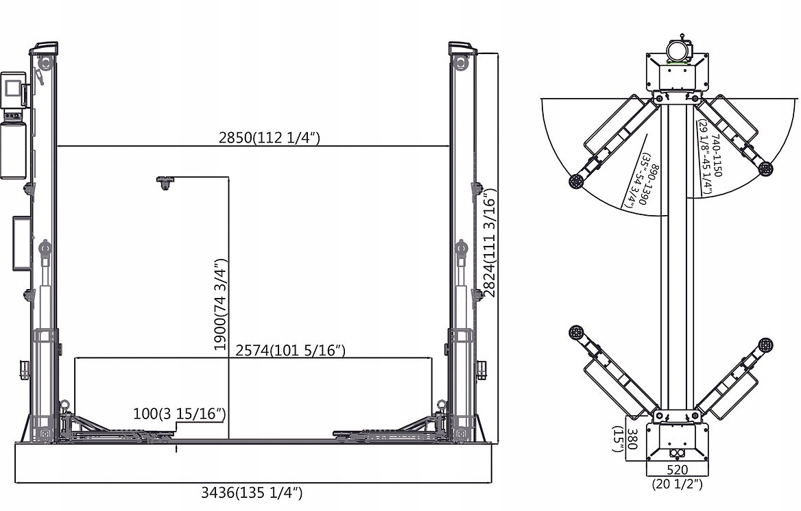 PODNOŚNIK SAMOCHODOWY HYDRAULICZNY DWUKOLUMNOWY Zasilanie 230 V