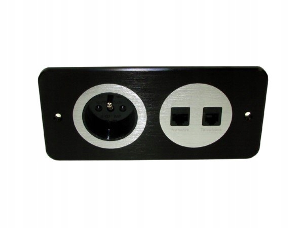 Media port Cova 1*230V 1*RJ45 1*RJ11 černý