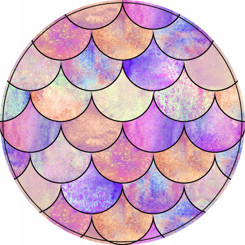 MATA PODŁOGOWA okrągła 100cm TĘCZOWE ŁUSKI