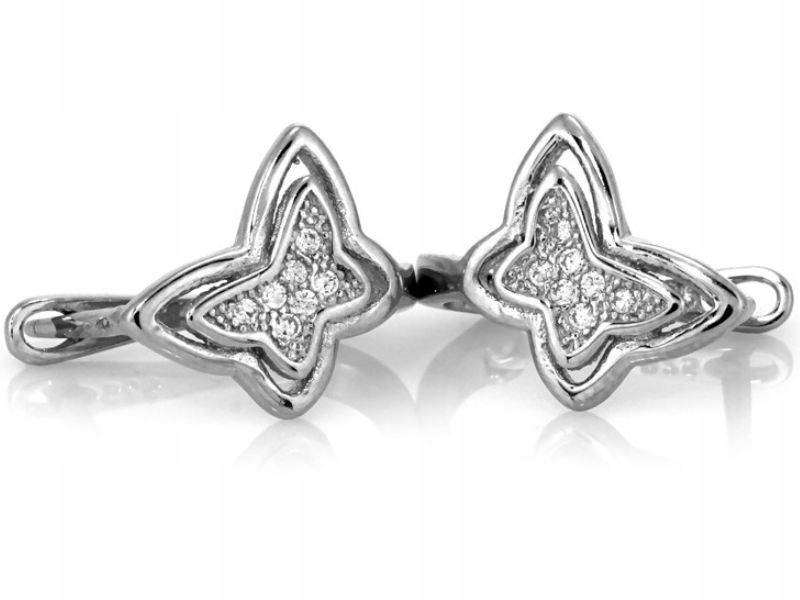 Stříbrné náušnice 925 dětské motýli zirkony originální vzor s kamínky