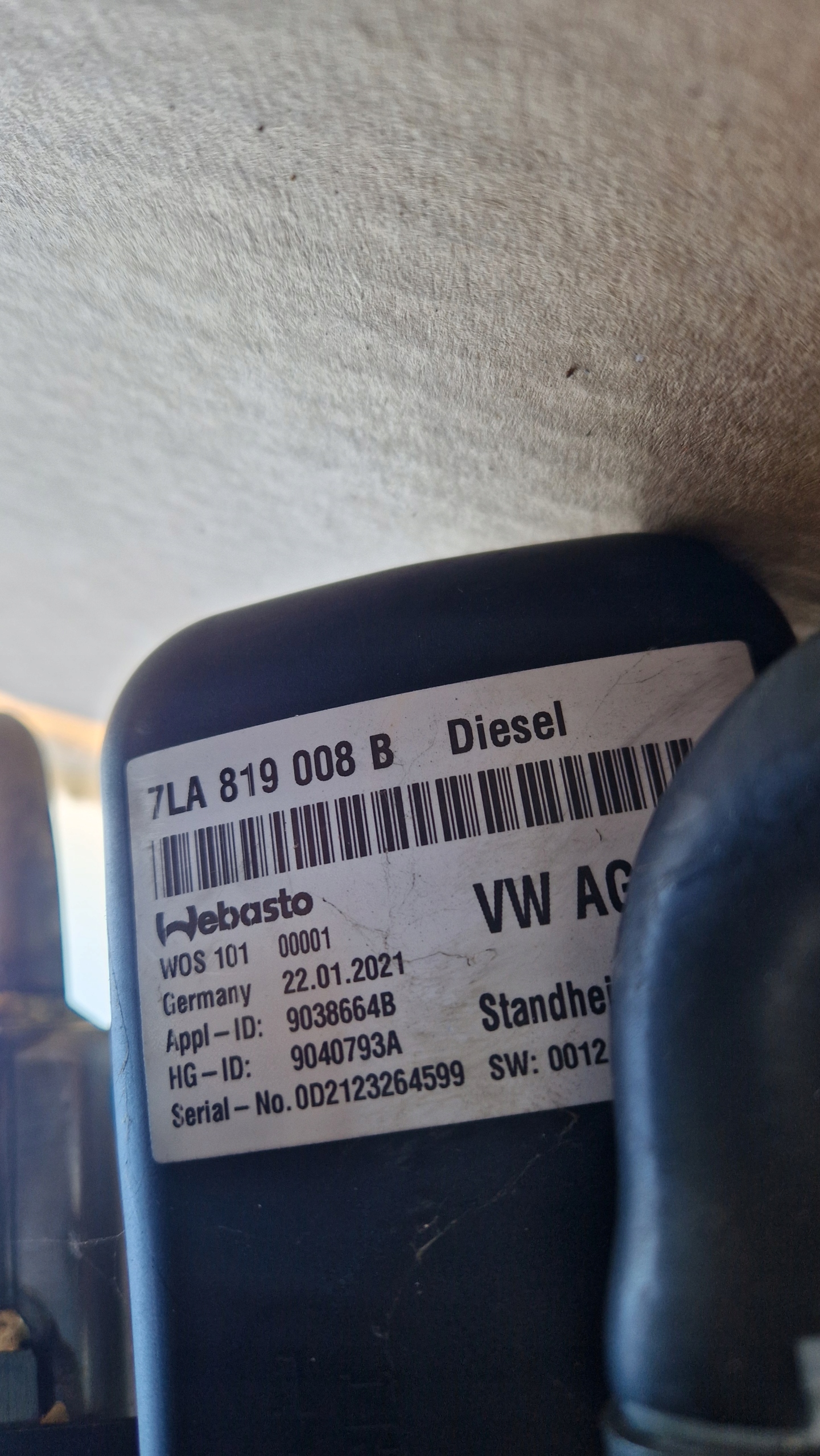 WEBASTO Complets VW T6.1 MULTIVAN CARAVELA 7LA819008B Module PILOT Comme Neuf