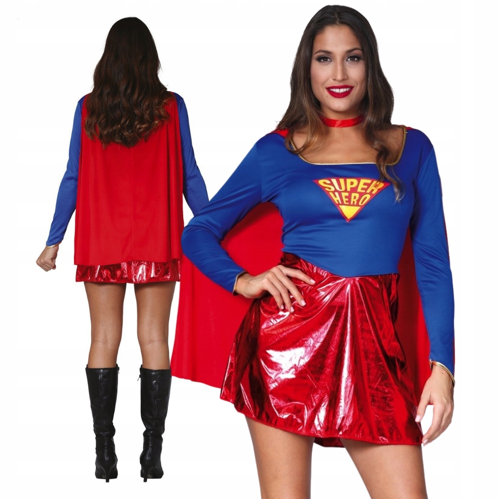 Kostým pro dospělé Superhrdinka Supermanka SuperHero s pláštěm vel. S