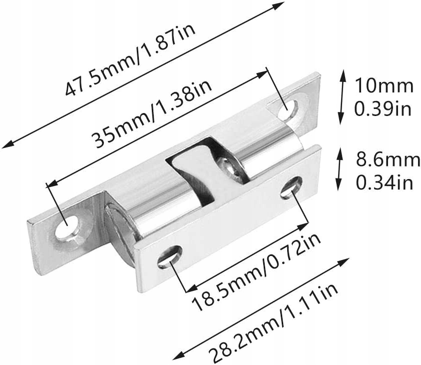 ZATRZASK KULOWYCH MEBLOWY WCISKANY 6SZT ŚRUBA Długość 46 mm