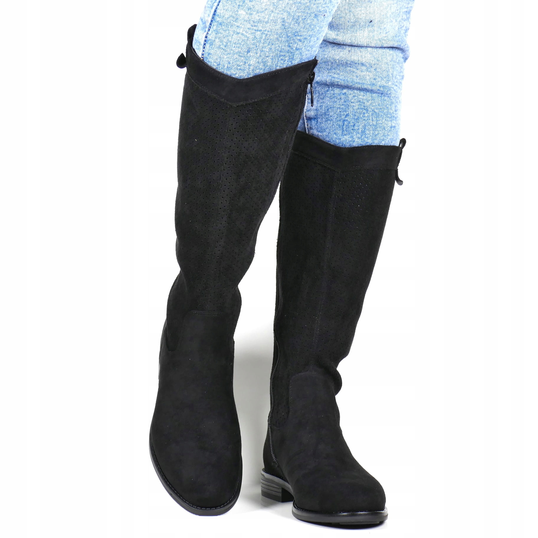 Černé Ažurové Kozačky Před Kolena, Dámské Boty