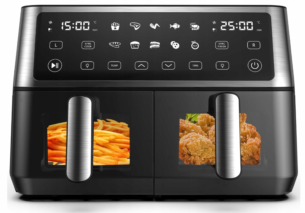 Teplovzdušná Fritéza Air Fryer Tomanto AFD-5001A-W dvojitá 2850 W 10L