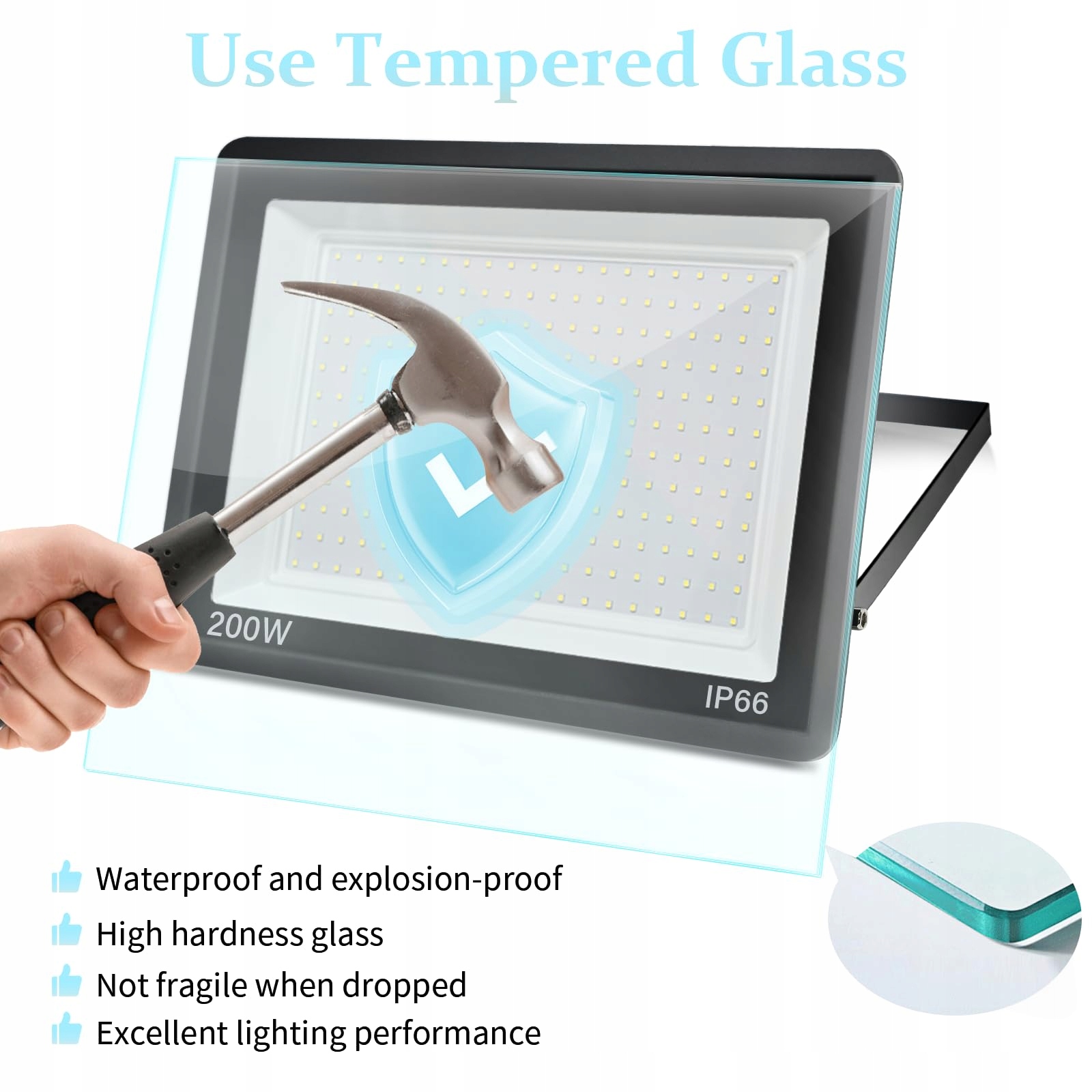 Reflektor LED Naświetlacz Zewnętrzny Ciepły Biały 200W IP66 TREOIR — miniatura 2