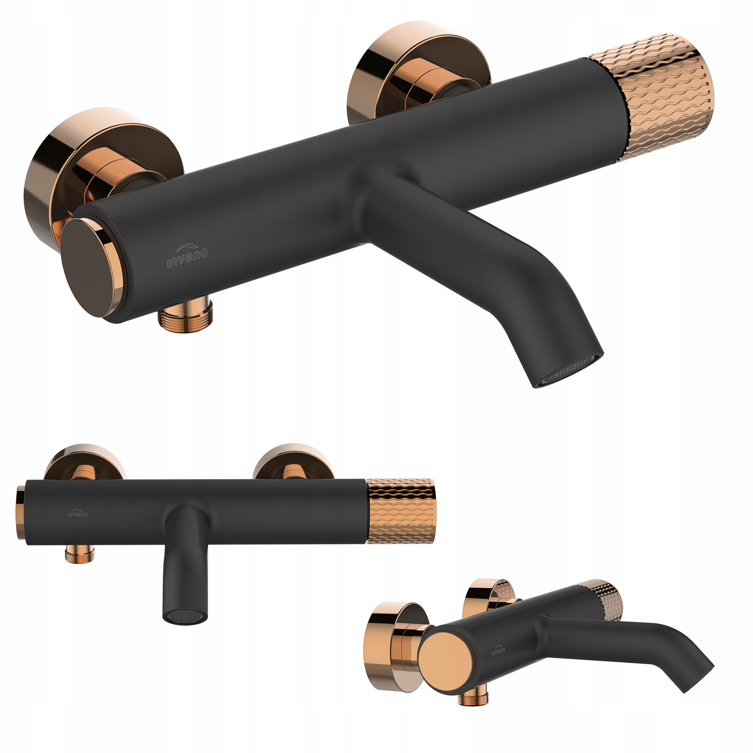 Nástěnná Páková Vanová Baterie Moonlight Invena Trend Černá Rose