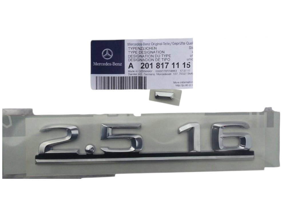 Emblém „2.5 16V“ Mercedes A2018171815 Oe