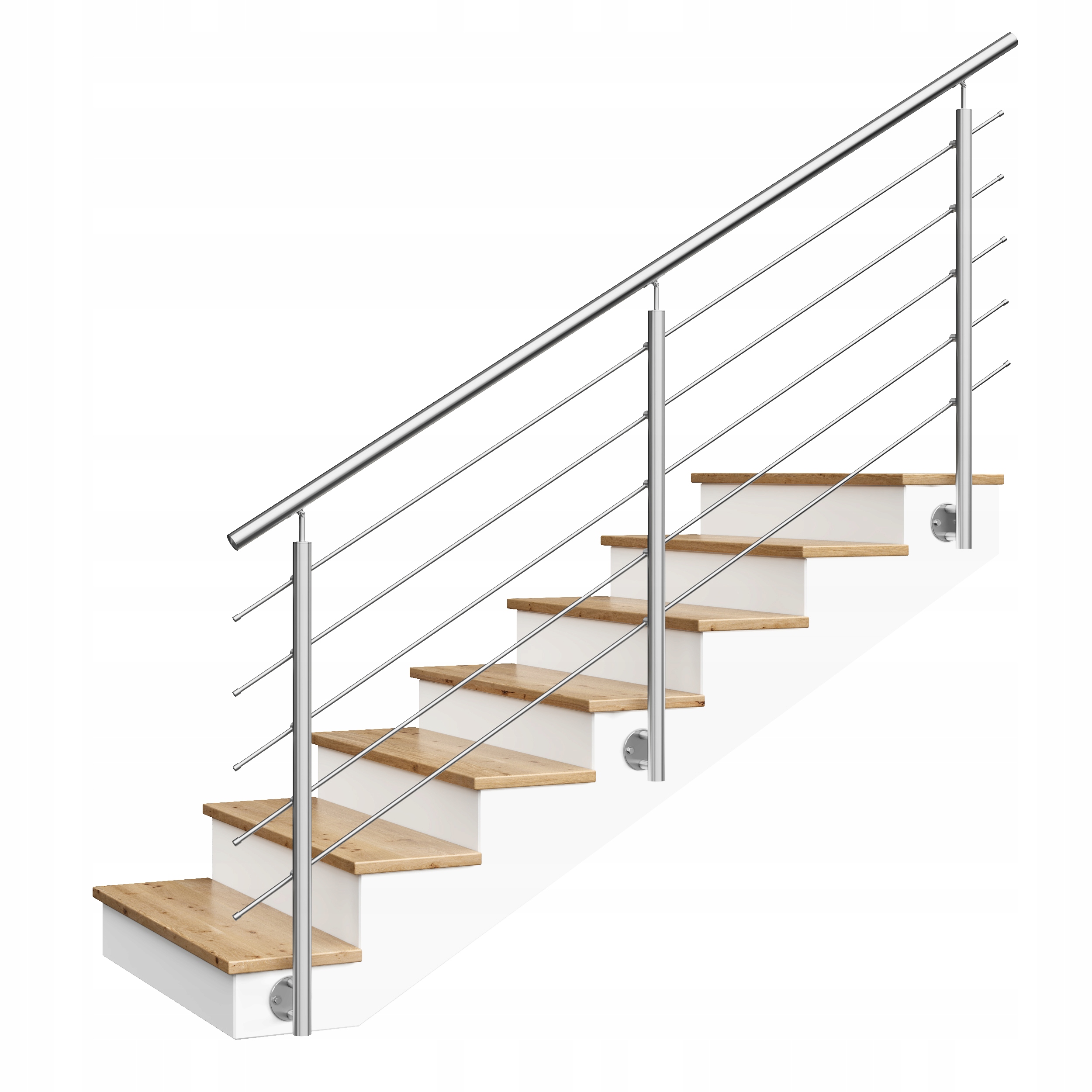 Nerezové zábradlí, schodišťové, balkónové, zábrana 5 x Ø12 mm délka 2,5 m