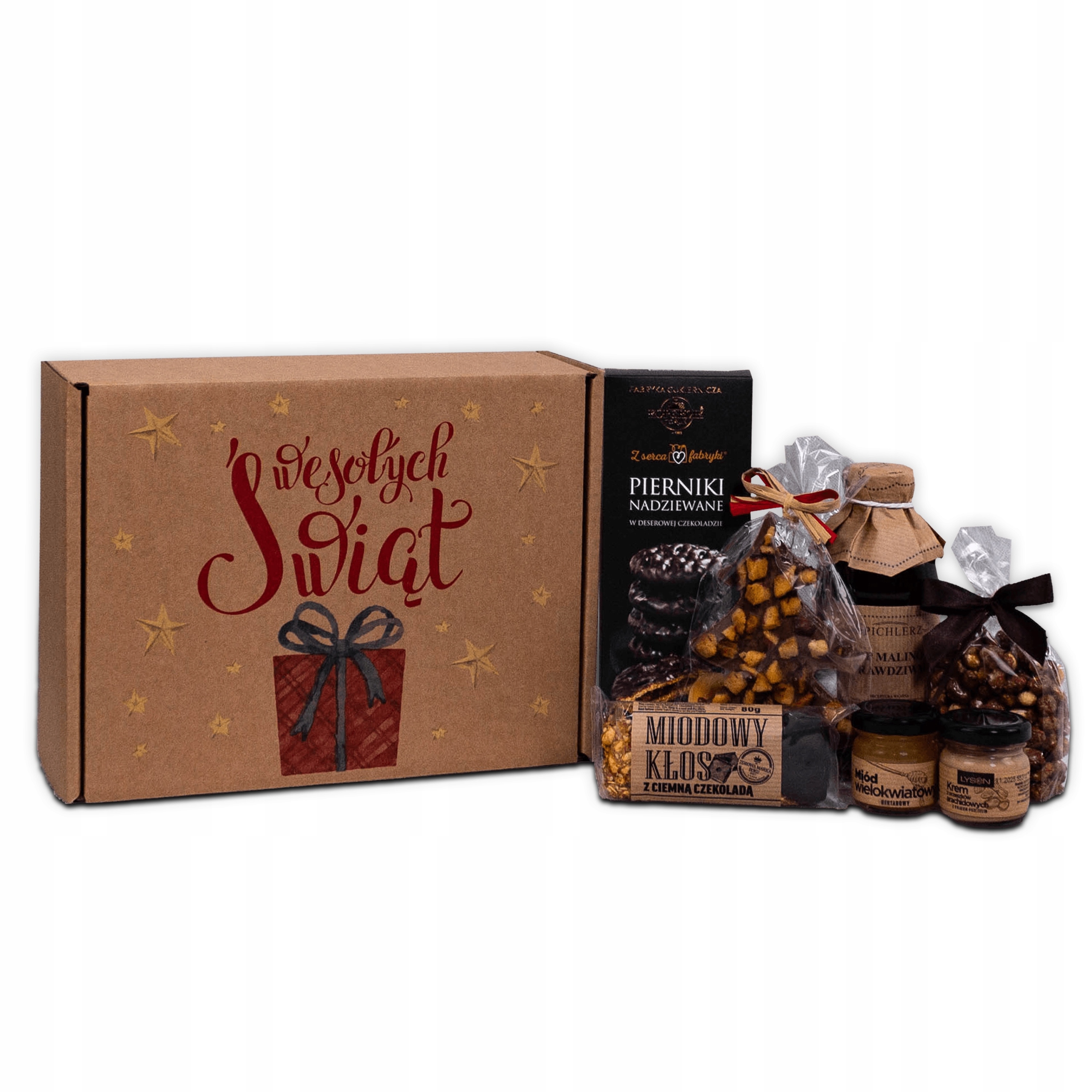 Levně Dárková krabička, vánoční košík perníky , sirup, med, čokoláda , smetana