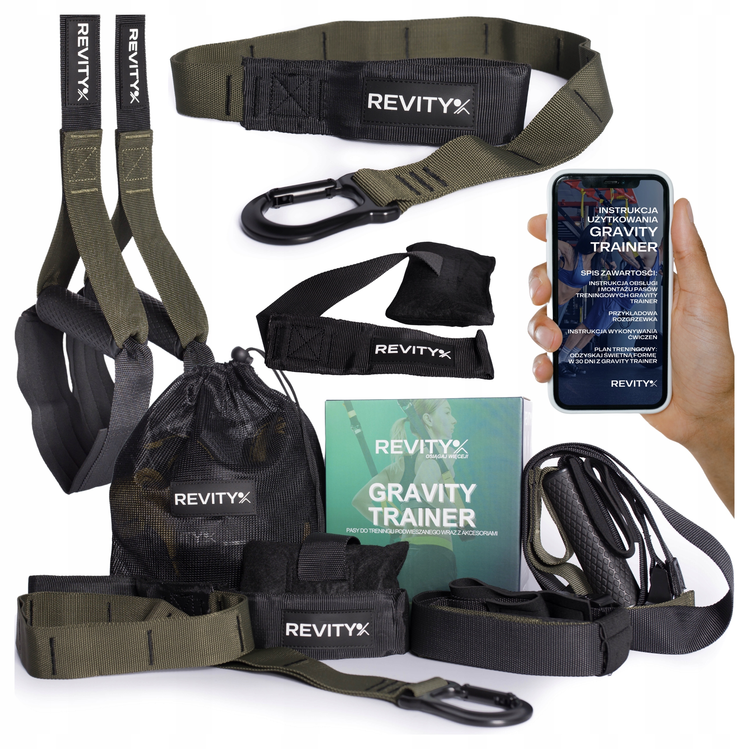 Popruhy pro cvičení v zavěšení Gravity Trainer Pásy Cross Trénink Premium