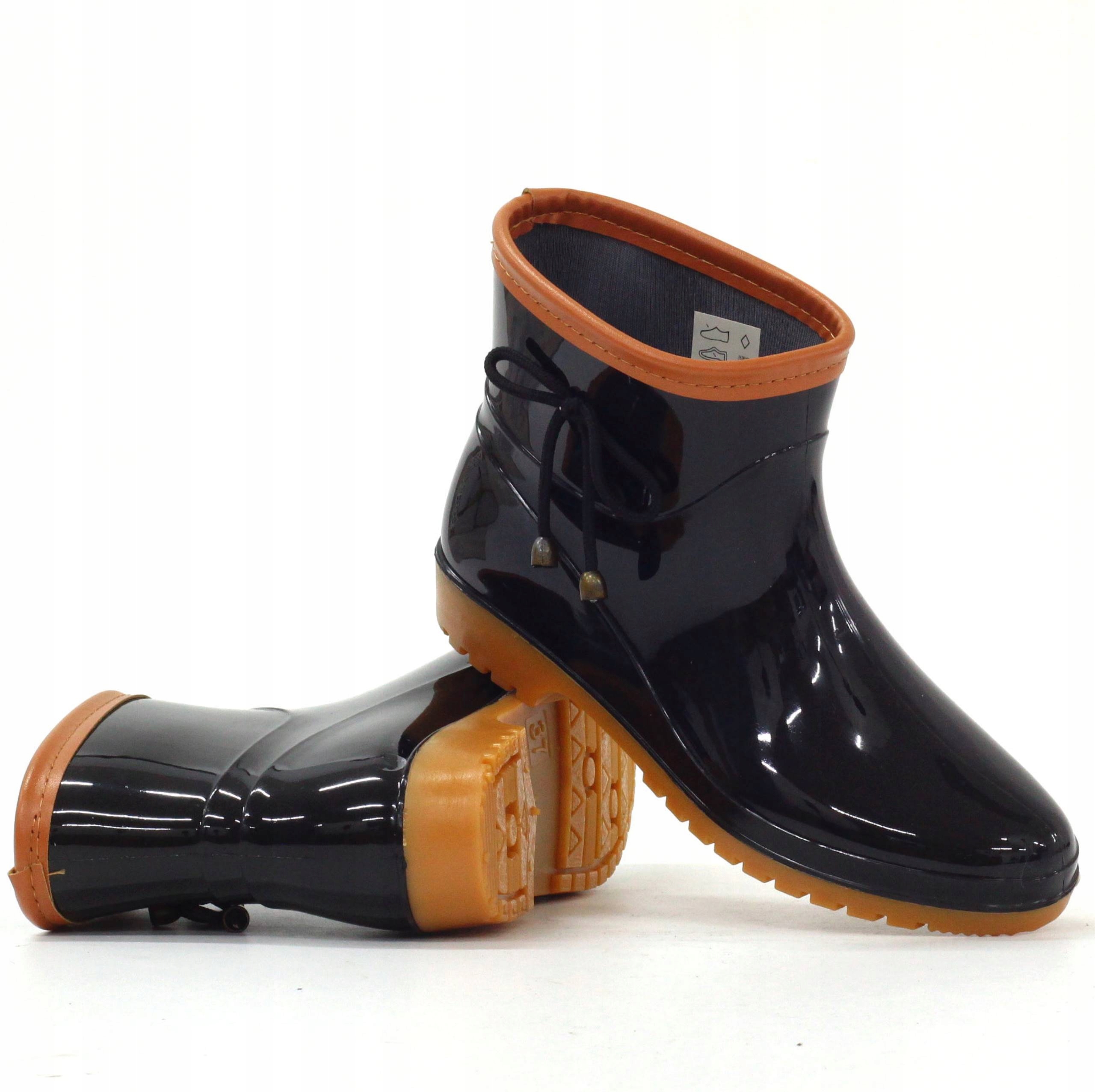 KALOSZE DAMKSIE ELEGANCKIE GUMIAKI ZA KOSTKĘ Materiał wkładki inny