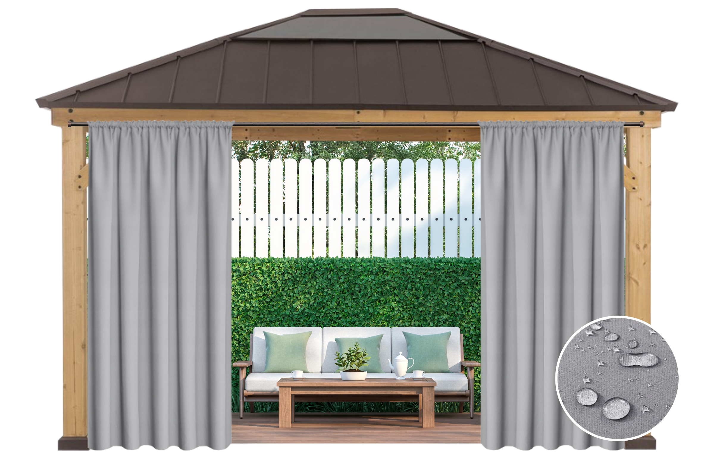 ZASŁONY OGRODOWE WODOODPORNE 155x220CM ZEWNĘTRZNE TARASOWE BALKONOWE