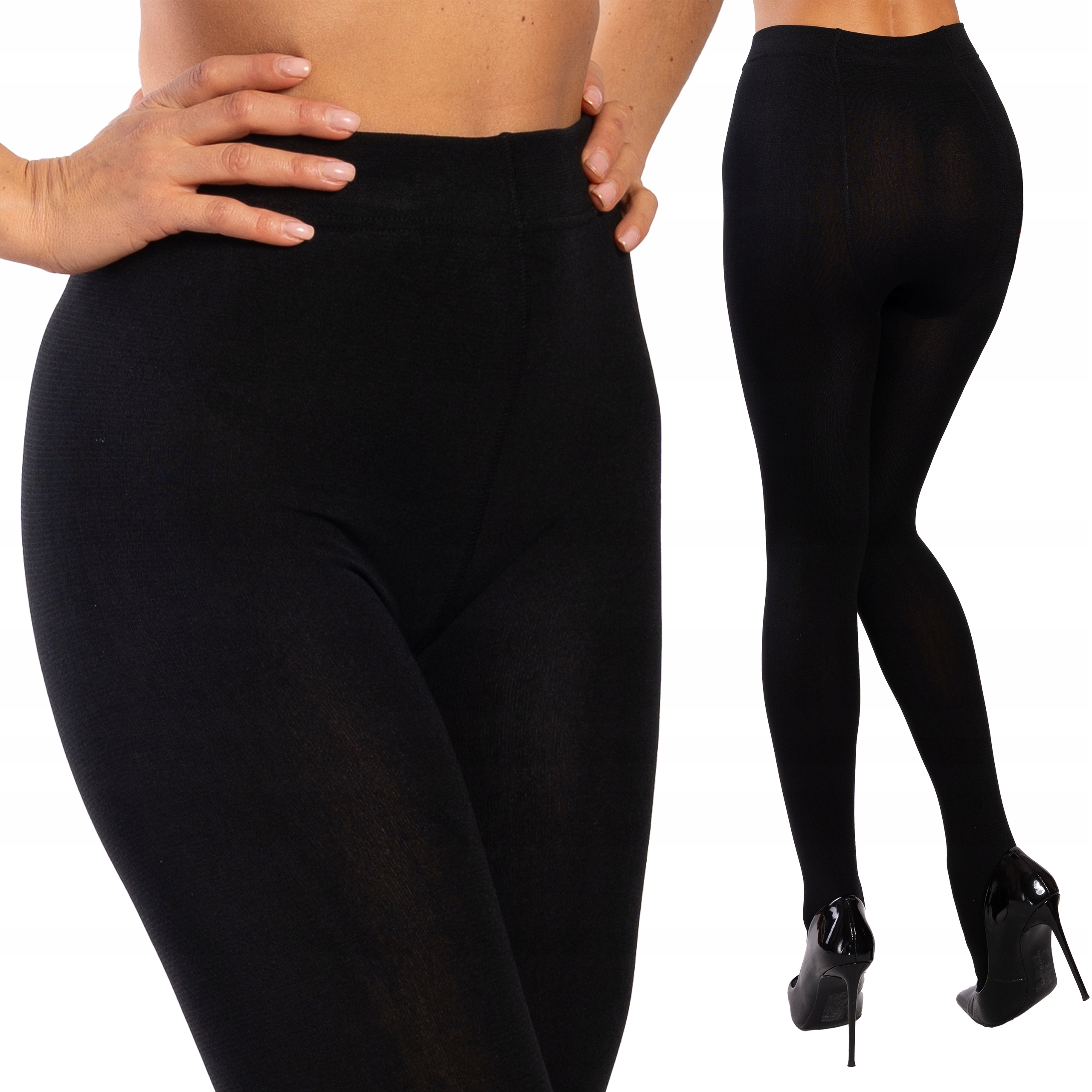 Černé Punčocháče 330 Den s kašmírem, Zateplené fleecem