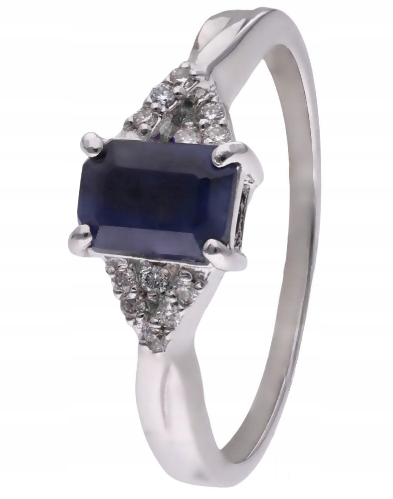 Prstýnek Ag 925 modrý safír s diamantem CVD-2061-R-BS vel. 15