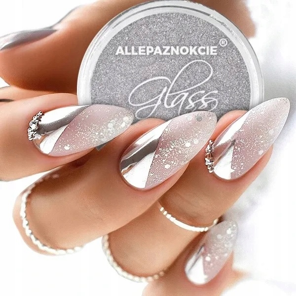 Pyłek Lustrzany Do Paznokci SREBRNY Efekt Lustra Silver