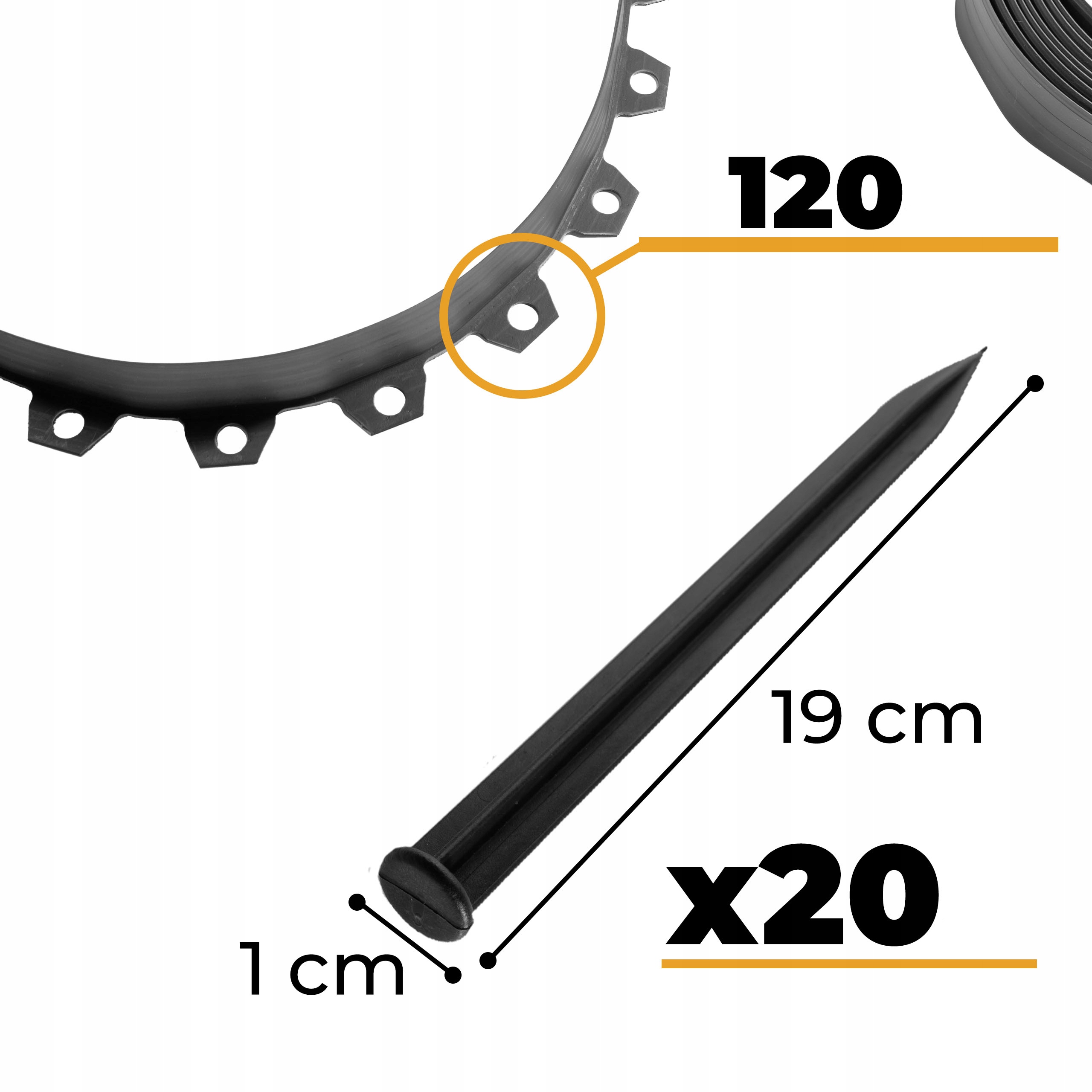 OBRZEŻE OGRODOWE TRAWNIKOWE 10M 6CM KOTWY GRATIS EAN (GTIN) 5905954522095