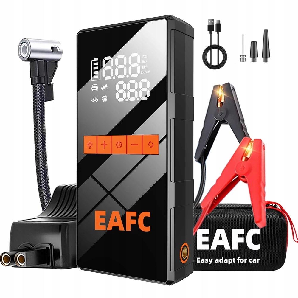 12V štartovacie zariadenie Jump Starter Booster 4v1 Kompresor 150PSI 12000mAh