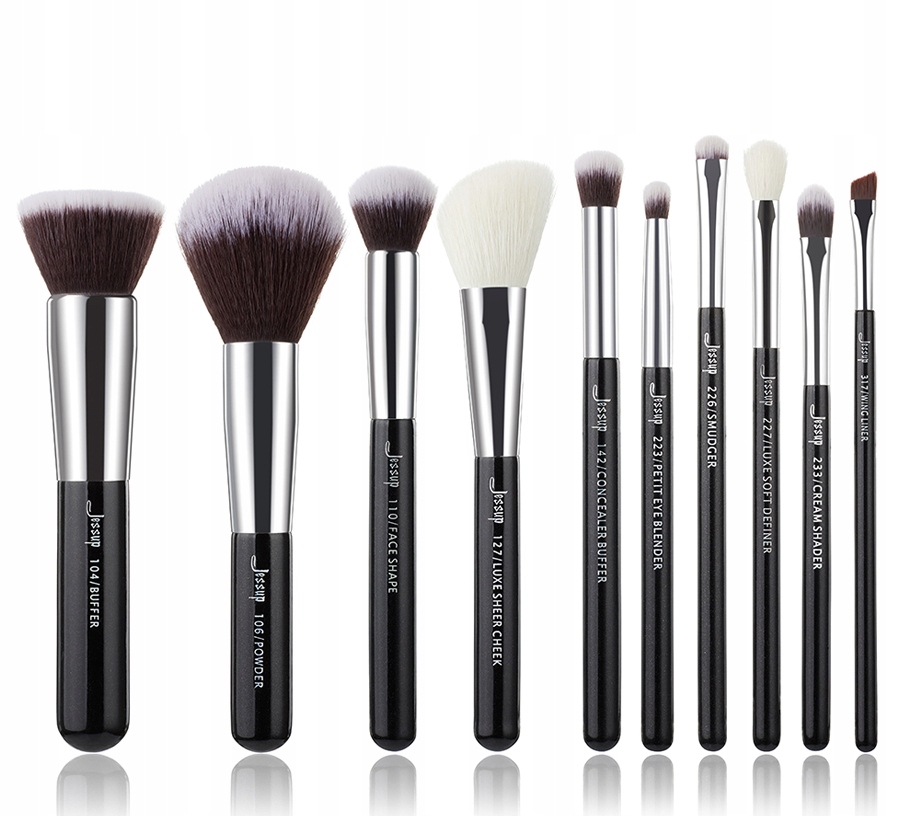 Jessup Individual Brushes Set Zestaw 10 pędzli T176 Black/Silver