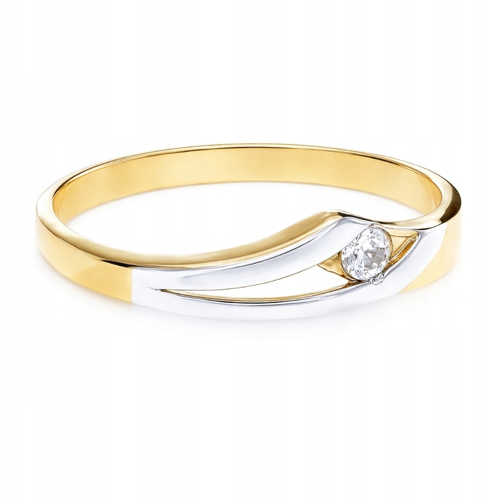 Zlatý Prstýnek 585 Jednoduchý Klasický S Zirkonem, Jemný Plochý Vzor VEL.21