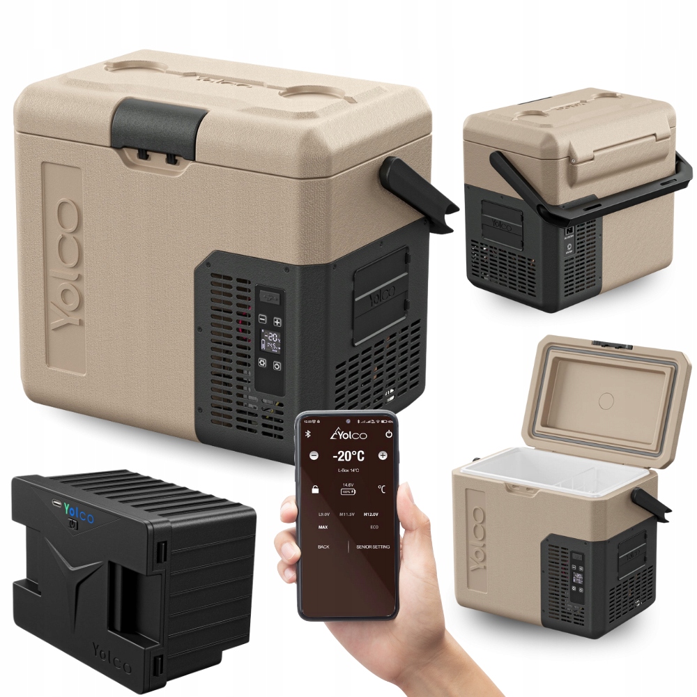 Lodówka Turystyczna Kompresorowa Yolco ET18 Sand 17L Bateria Do Auta Busa