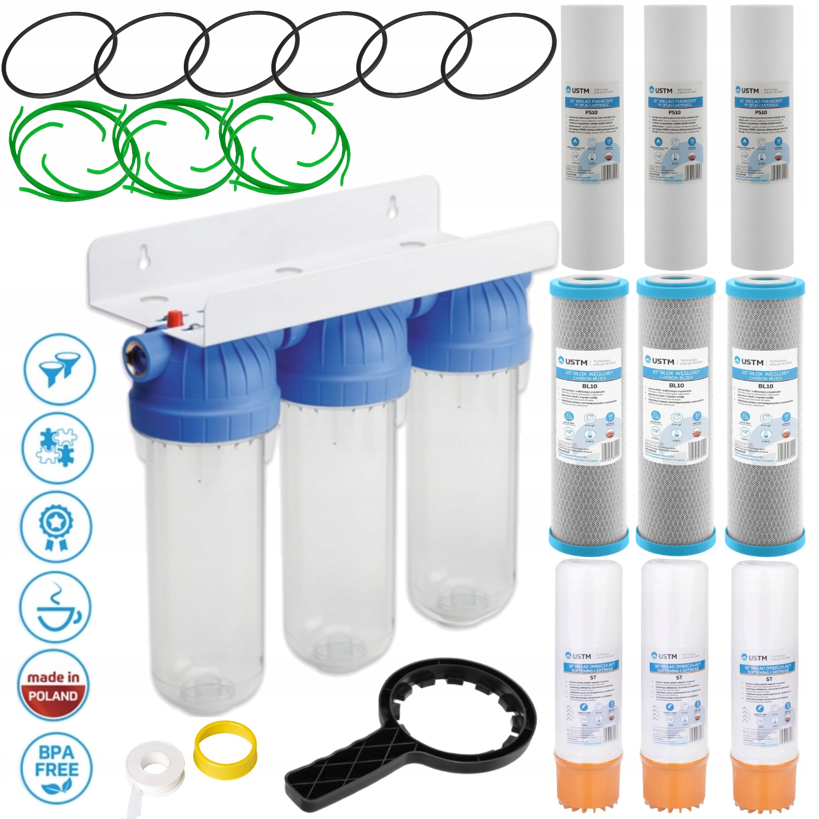 

Filtr wody cały dom 3 stopniowy zmiękczacz Ustm 1'