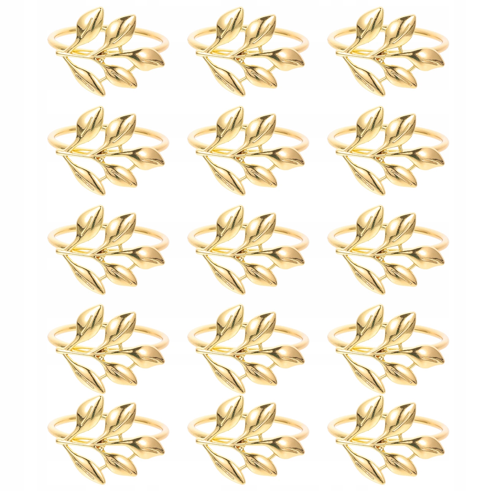 PIERŚCIONKI NA SERWETKI ZŁOTE LIŚCIE DELIKATNE 15 SZT