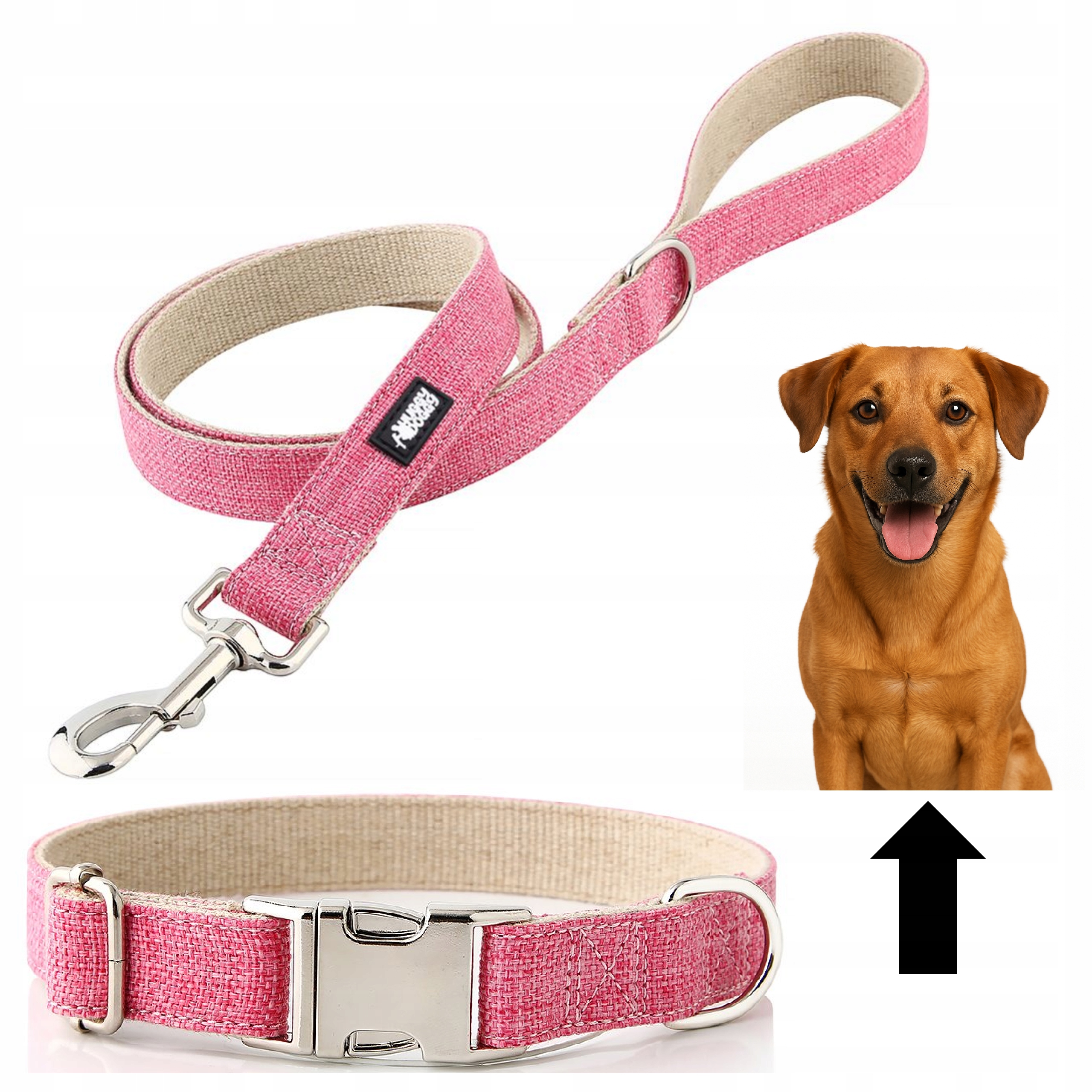 Levně Vodítko a obojek pro štěně, nastavitelný komplet Huggy Doggy růžová Xs