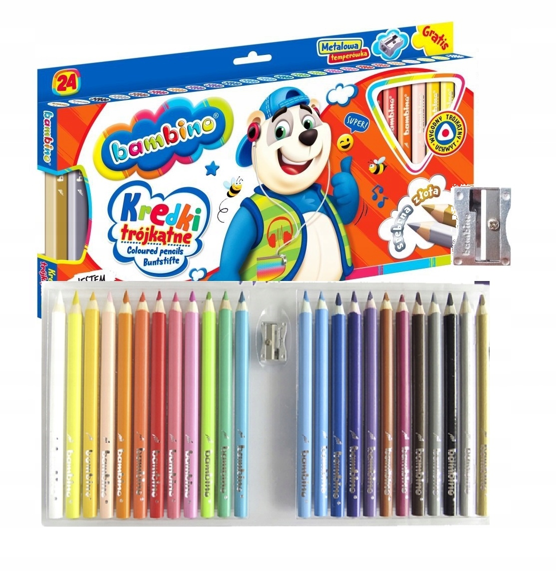 BAMBINO GRUBE KREDKI TRÓJKĄTNE 24 KOLOR TEMPERÓWKA Kod producenta STM-03240