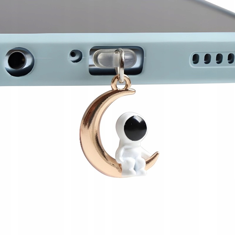 ZATYCZKA ZAŚLEPKA PRZECIW KURZOWI DO IPHONE LIGHTNING ASTRONAUTA I KSIĘŻYC