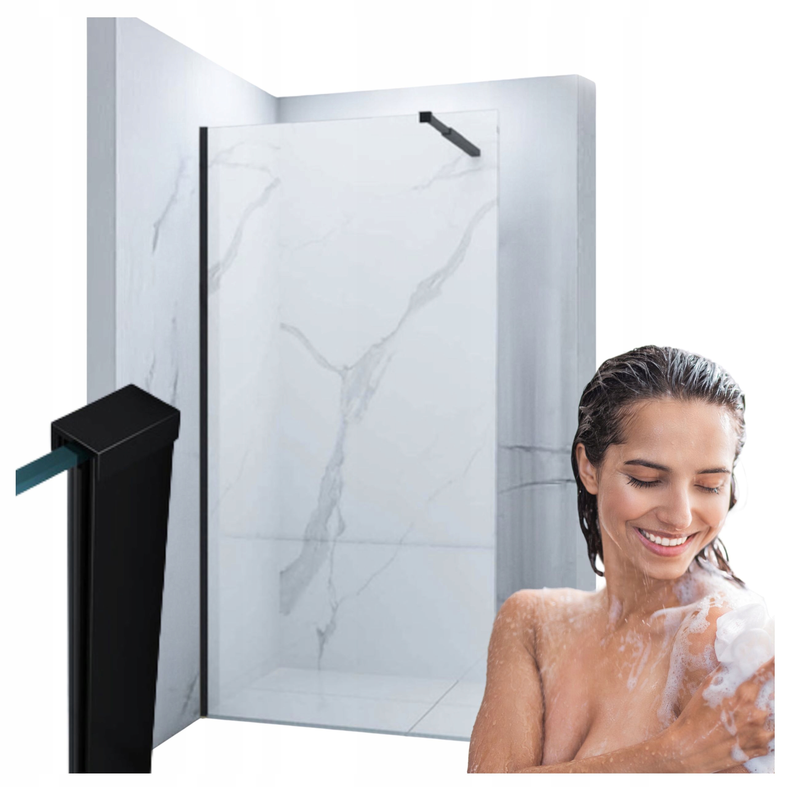Sprchová Stěna Walk-in 100x200 Transparent Černá