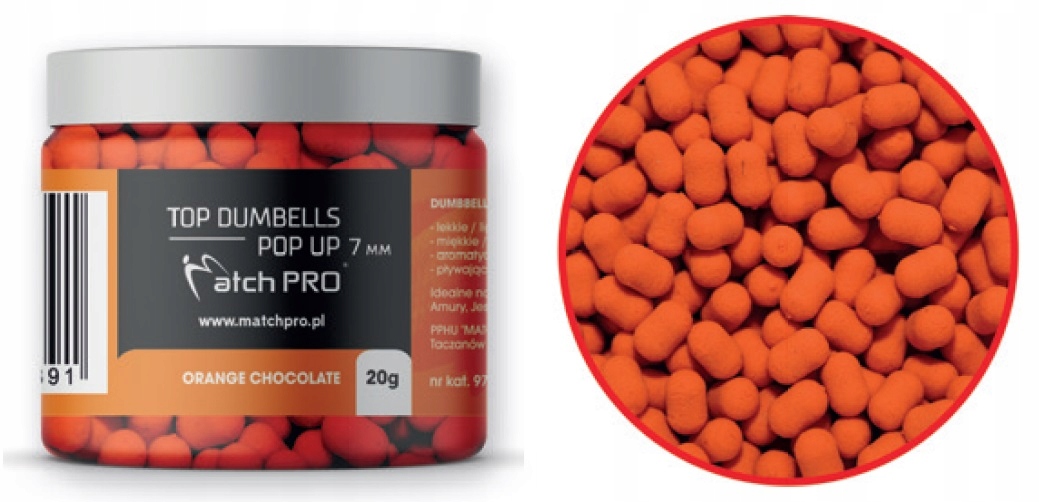 Dumbells Pop Up Czekolada Pomarańcz 7mm Match Pro