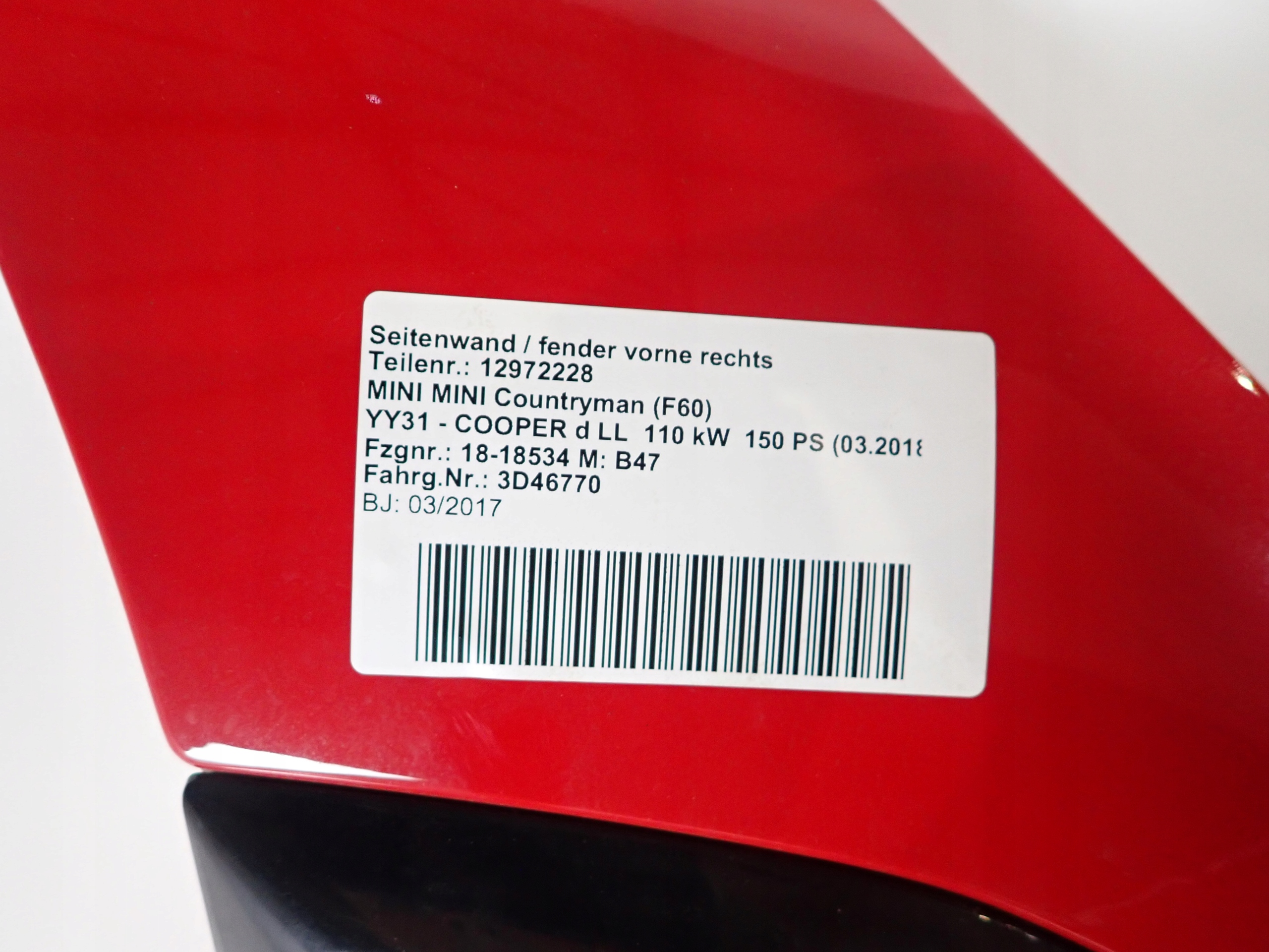 MINI COUNTRYMAN II F60 16- fender right front front