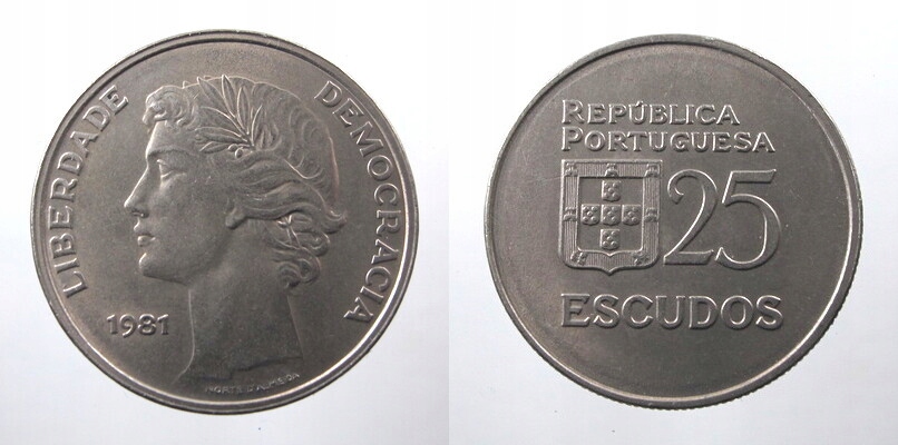 N1037. PORTUGALIA, 25 ESCUDO, 1981