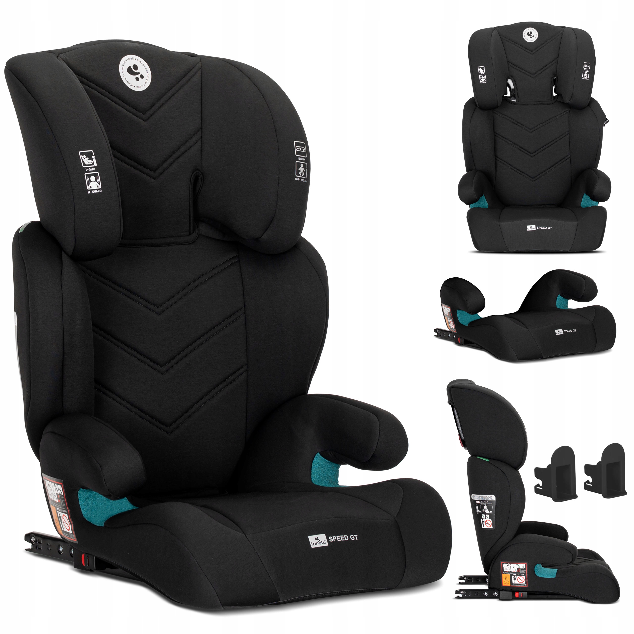 Fotelik dziecięcy I-size Isofix 15-36kg Lorelli Speed Gt z podkładką czarny