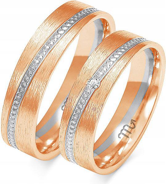 Růžové zlato snubní prsten 585 bílé zlato velikost 28 svatební dámský 14k