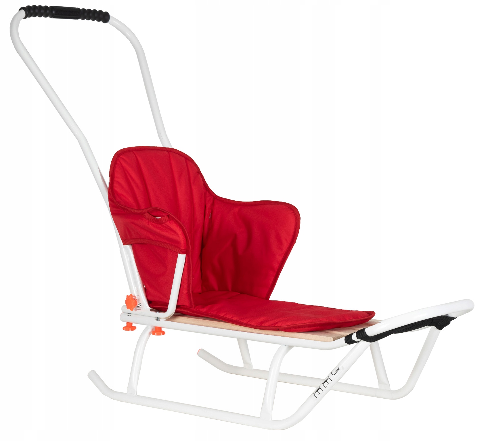 Polskie Sanki Metalowe Jee M Dla Dzieci Z Oparciem, Pchaczem I Materacykiem