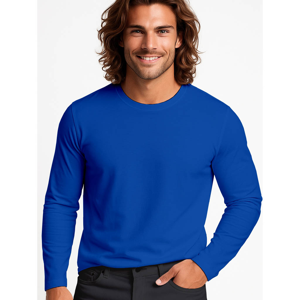 Tričko Pánské S Dlouhým Rukávem Longsleeve Přiléhavá Halenka L Modrá