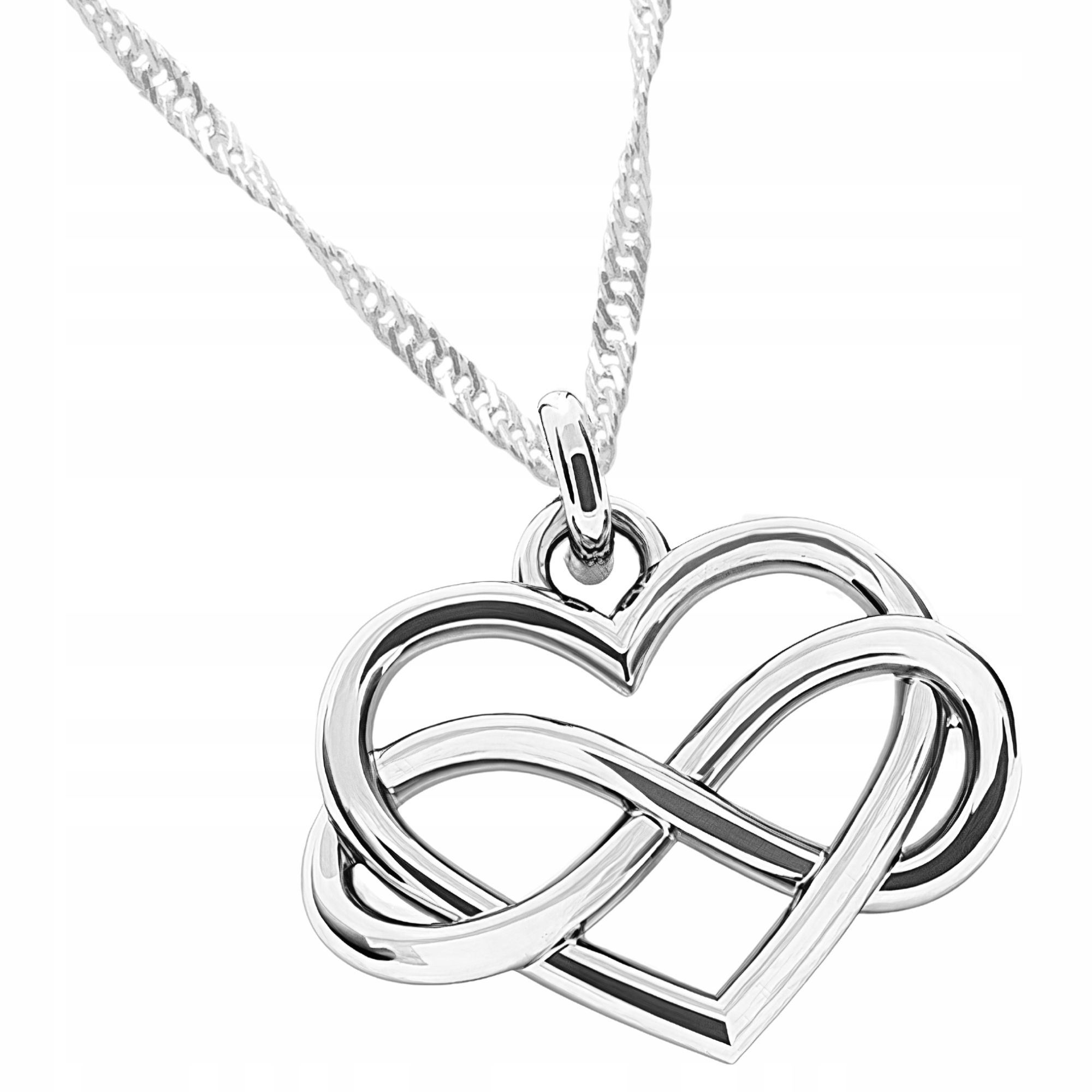 Naszyjnik Srebro 925 Serce Znak Nieskończoności