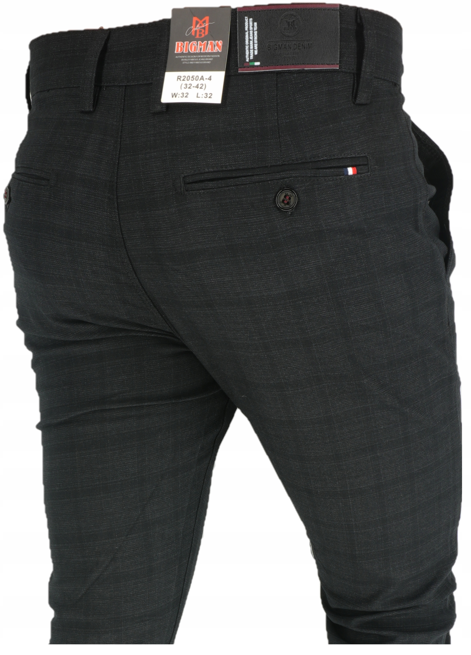 Spodnie Wizytowe Delikatna Krata Czarna L32 W40