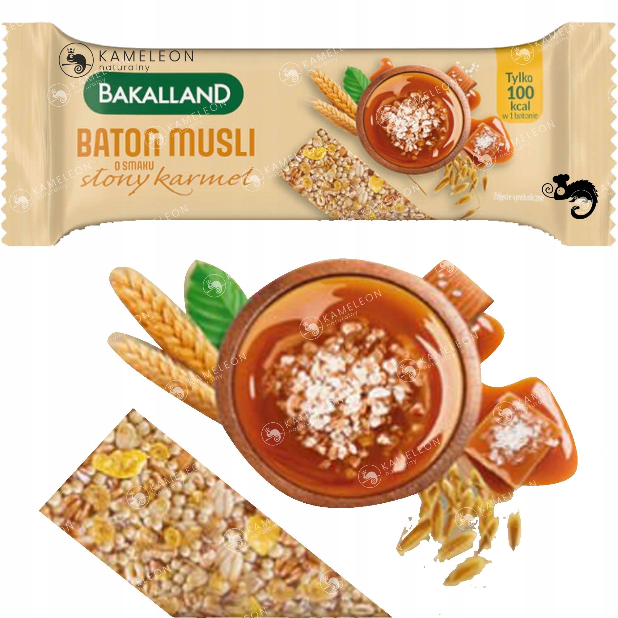 BATON Zbożowy MUSLI SŁONY KARMEL 100kcal Bakalland 13701394397 Allegro.pl