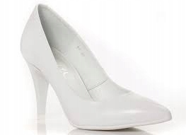 Bílé lico elegantní klasické svatební kožené svatební lodičky Kotyl 39