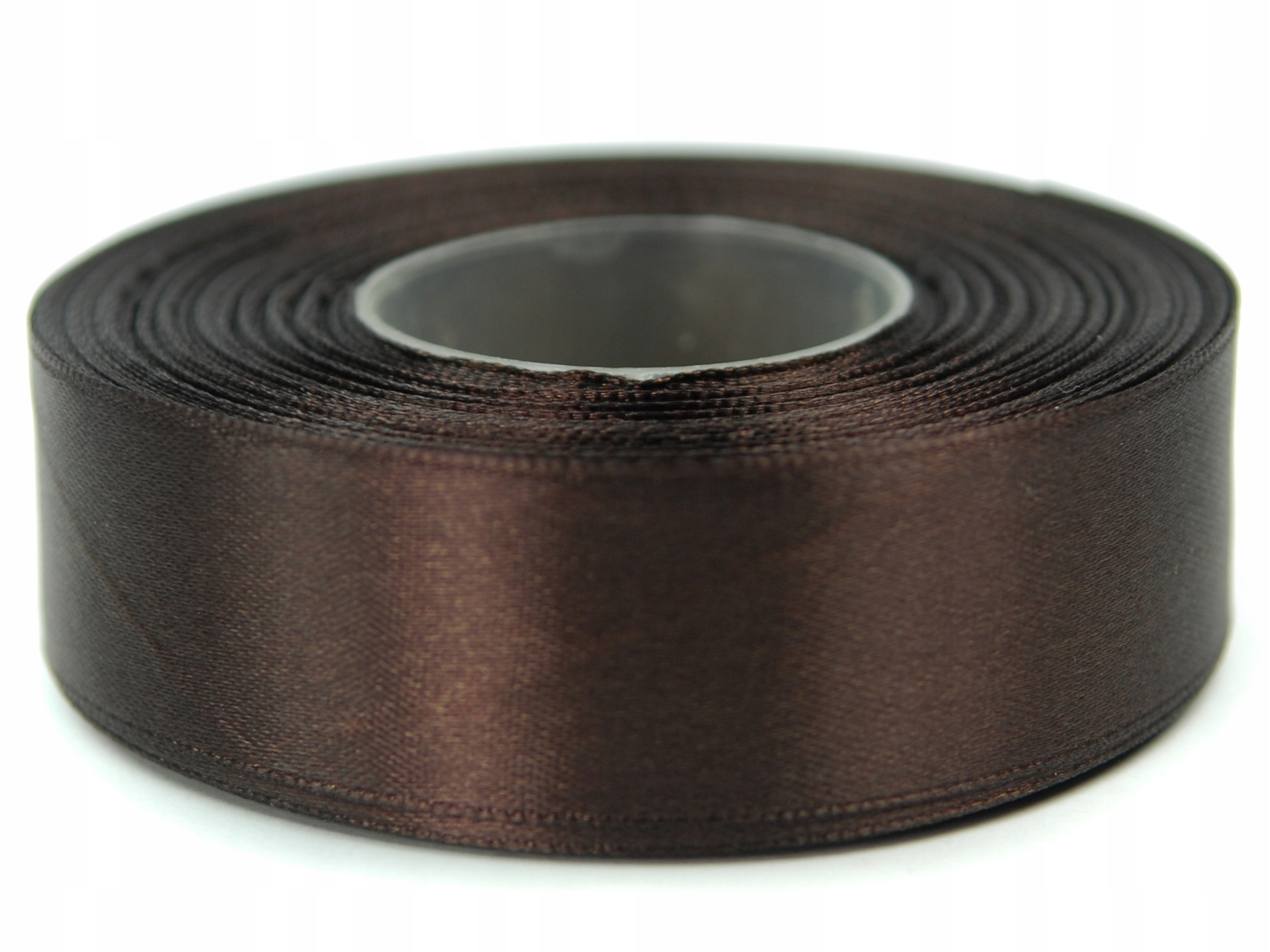 TASIEMKA satynowa wstążka atłasow 25mm 32m BRĄZOWA