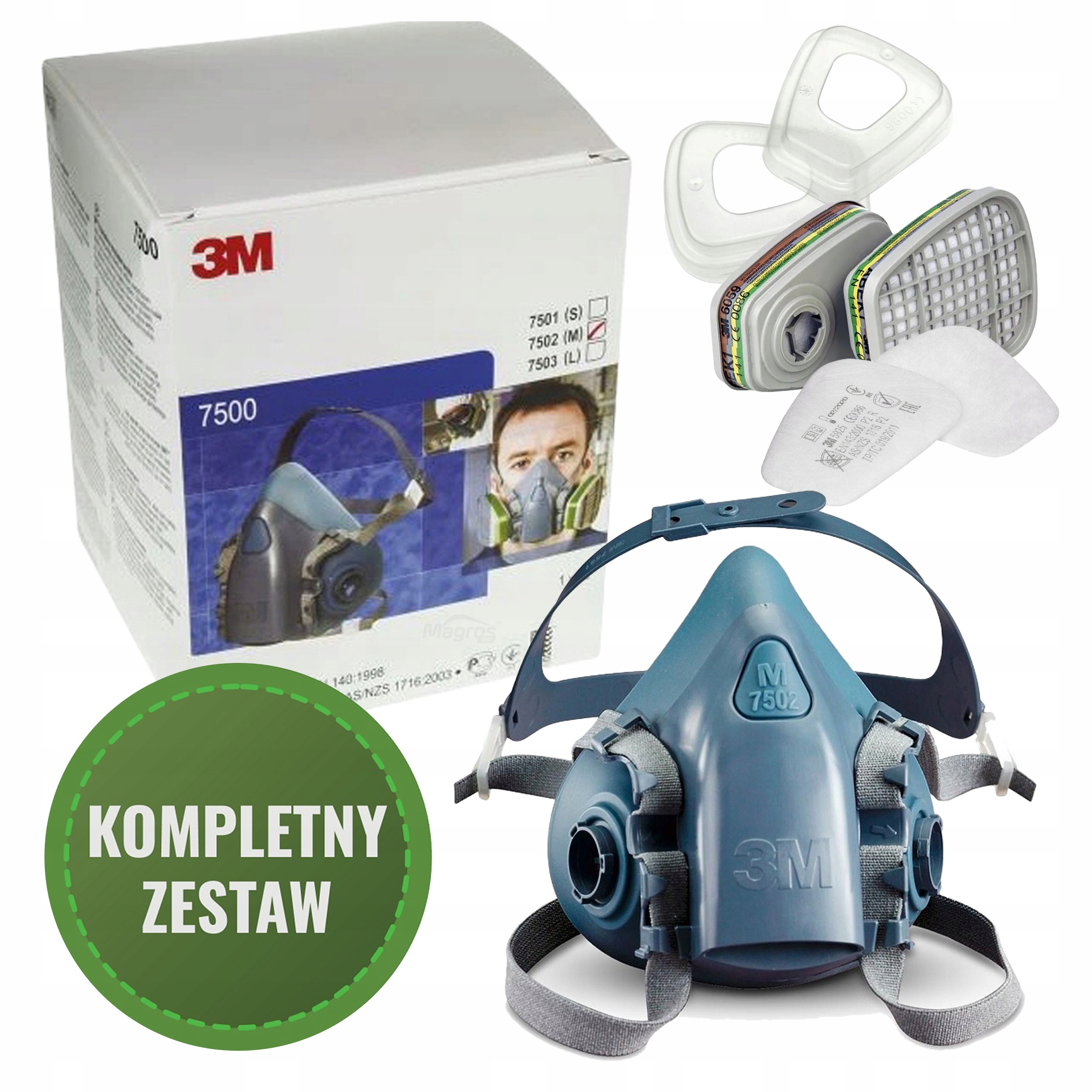 Półmaska Maska Chemiczna 3M 7503 do Oprysków Oprysk na Pestycydy Polska 3M