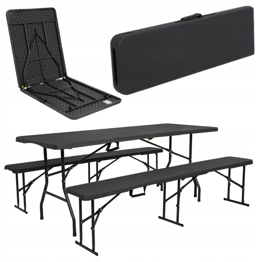 Sada cateringového stolu Rozkládací banketový turistický stůl 180x74 cm +2 lavice