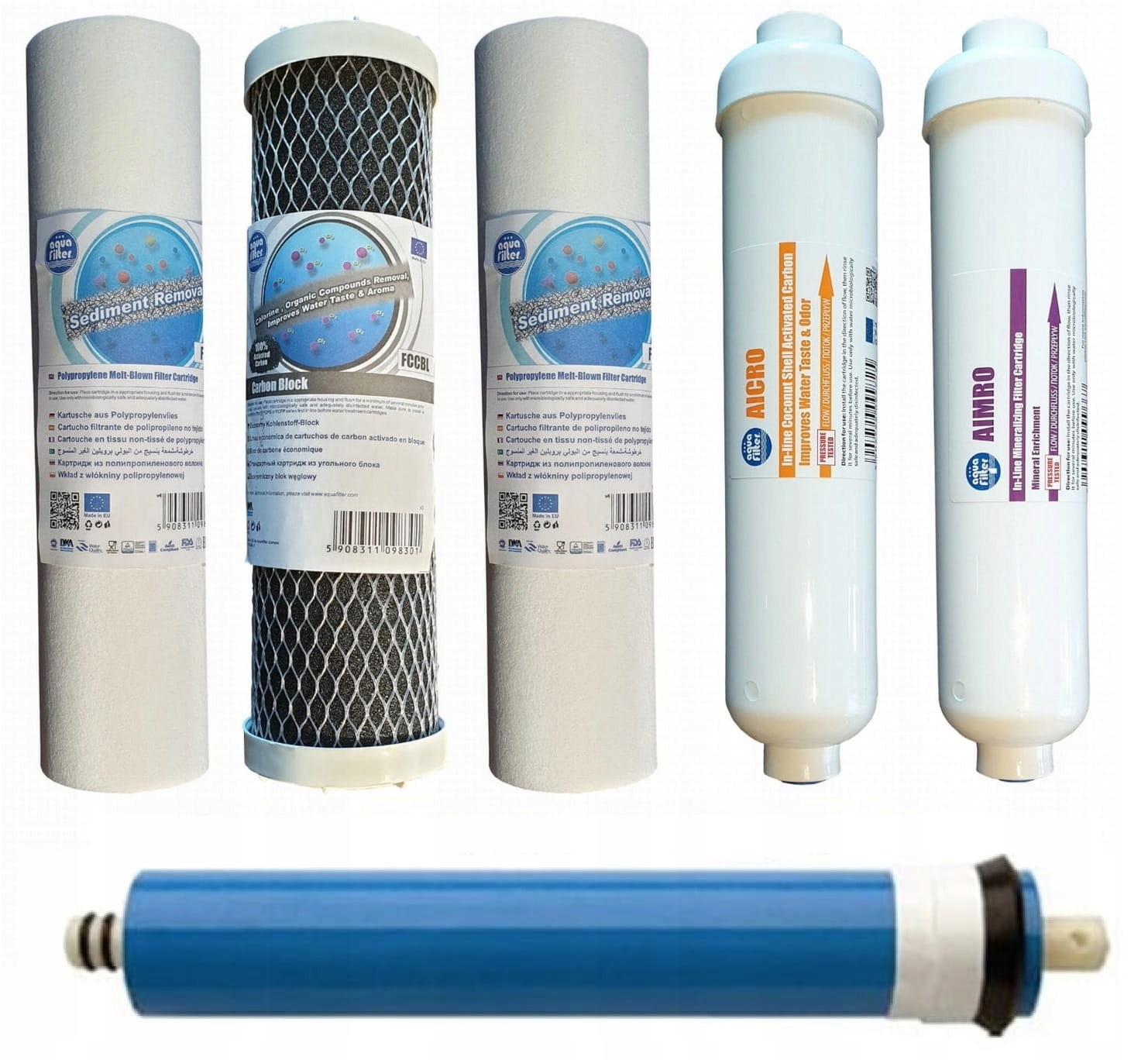 Komplet, zestaw wkładów RO6 do osmozy filtra TFC-75F