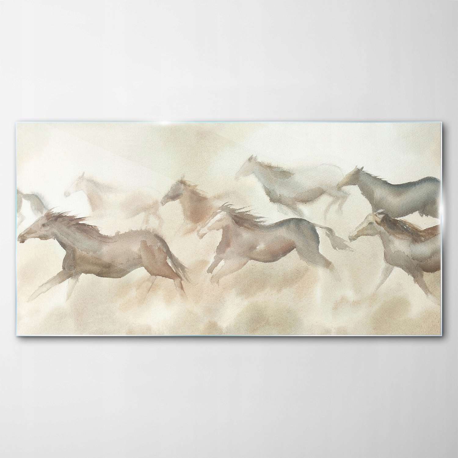 Obraz na skle Dekor Stádo koní Akvarely 120x60