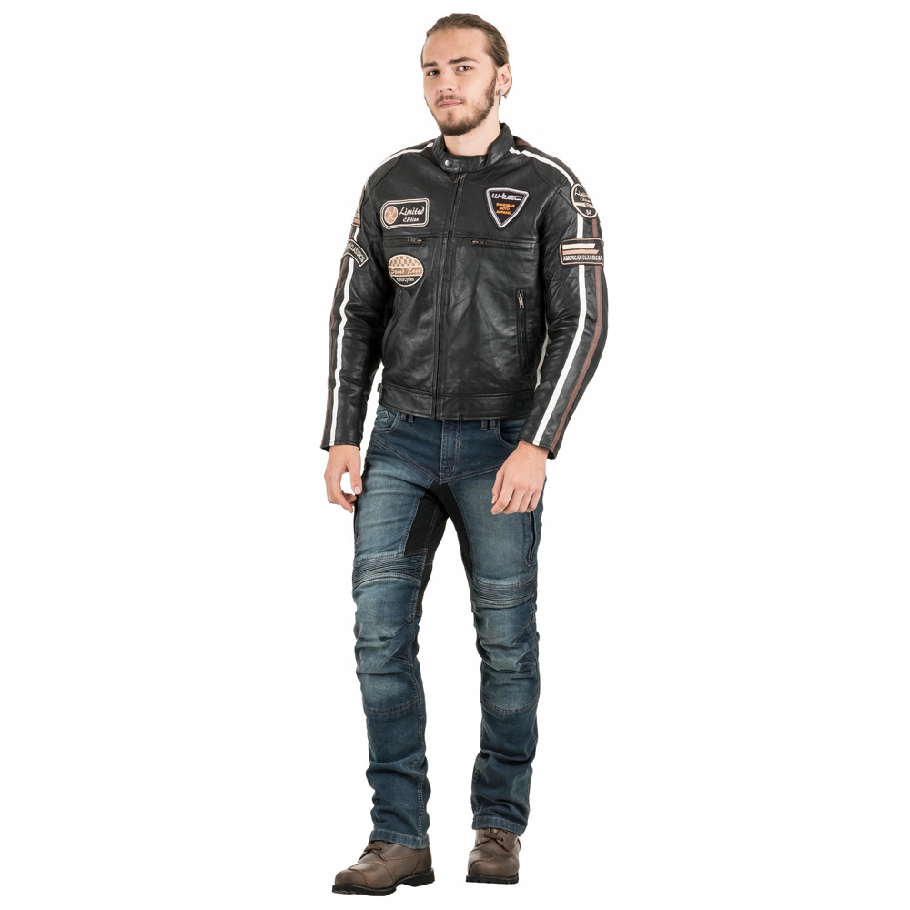 MĘSKA SKÓRZANA KURTKA MOTOCYKLOWA W-TEC, ROZM. 6XL Materiał skóra