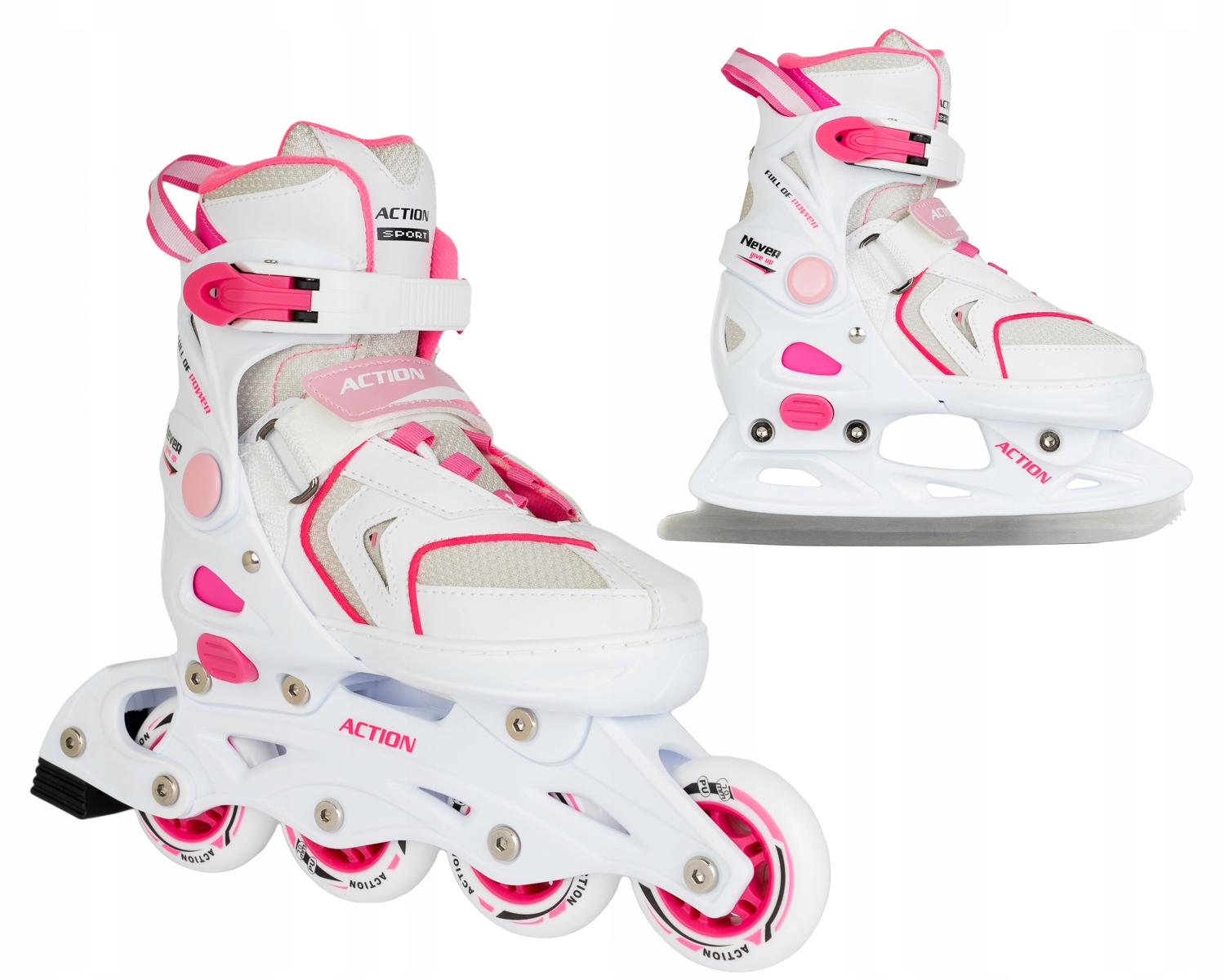 H814 Dívčí brusle s vyměnitelným podvozkem 2 v 1, vel. 29/32